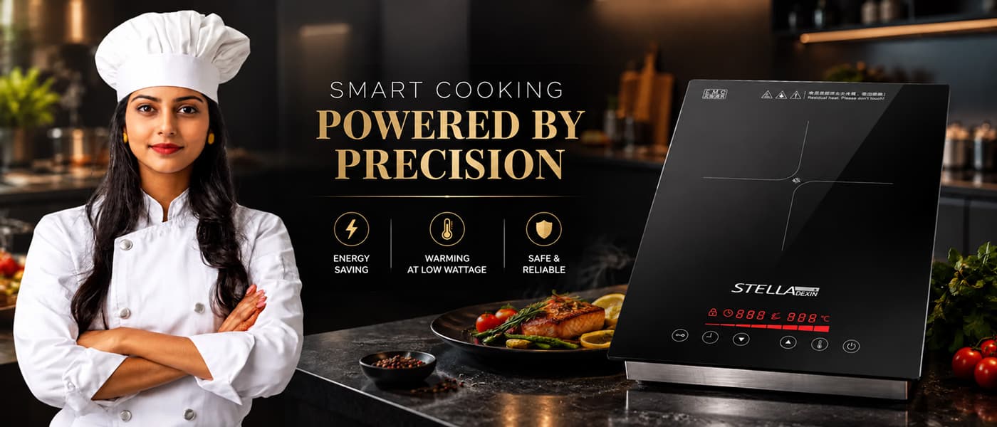 Smart cooking powered by precision — StellaDexin induction: energy saving, warming at low wattage, safe and reliable